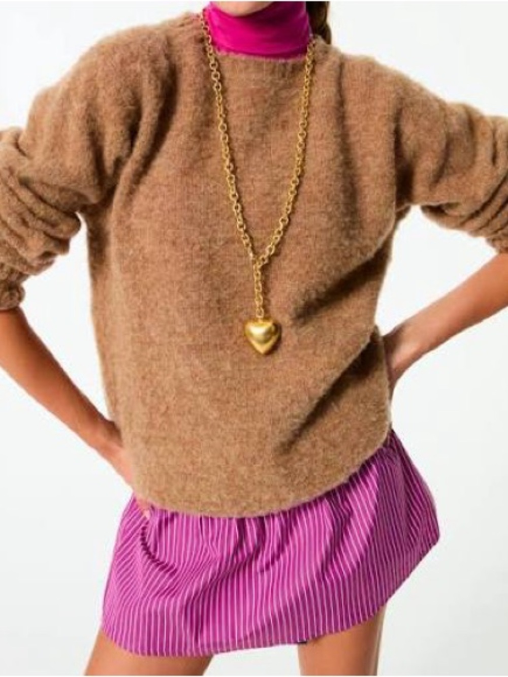 Roxanne Assoulin Gold Puffy Heart Necklace